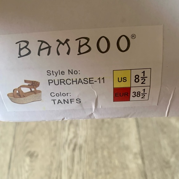 Bamboo tan strap espadrille wedge - Picture 4 of 5